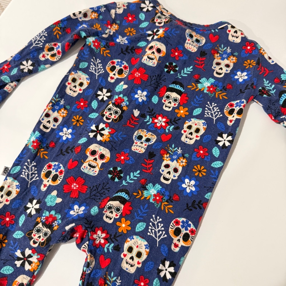 Little Bum Bums "Sugar Skulls" bamboo long sleeve pajama zip one-piece